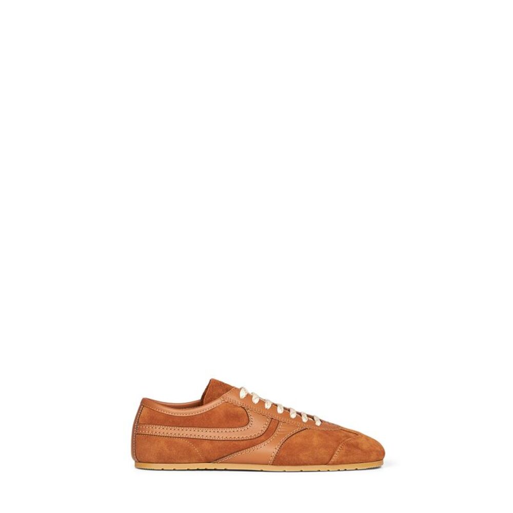 Dries Van Noten Men Tan Suede Sneakers With Leather Details